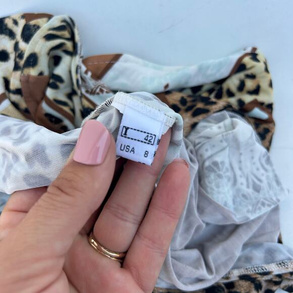 Vintage Roberto Cavalli Y2K Leopard Patchwork Halter Mini Dress 42 Size 8 - Picture 10 of 10